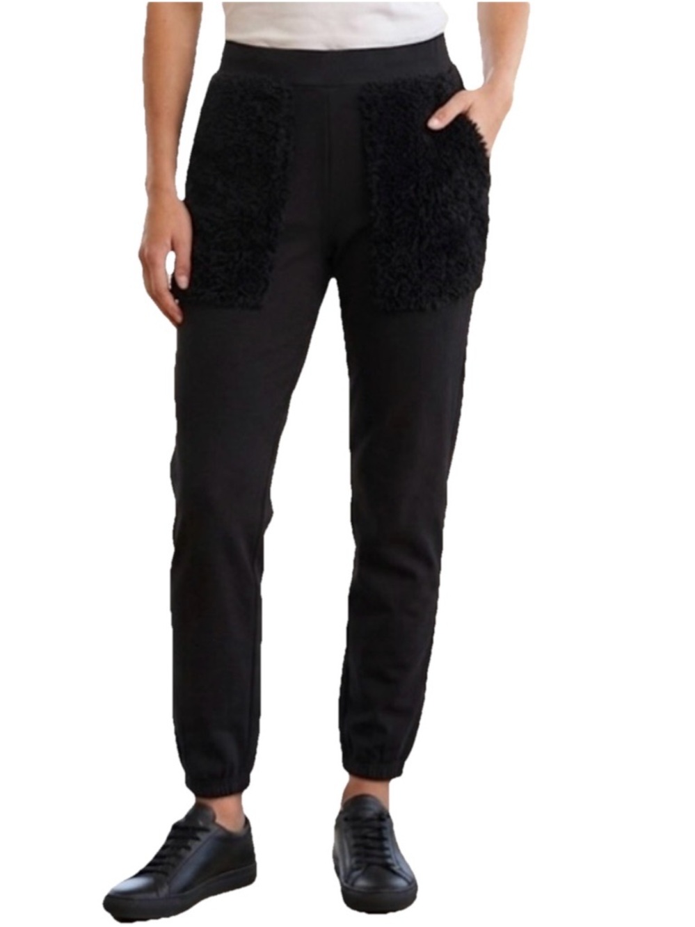 Michael Lauren Leggings W/Furry Pocket Pants Women’s Black Size Small